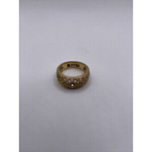 vintage avon gold tone ring size 7 clear rhinestone
